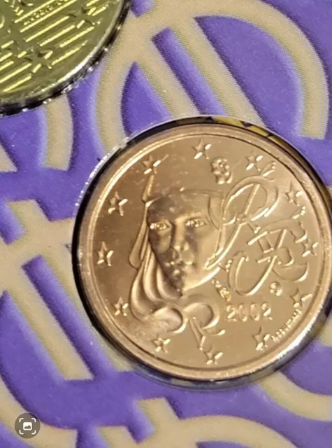 France 2002 1 Centime D'Euro Scéllée Provenant Du coffret BU Très Rare