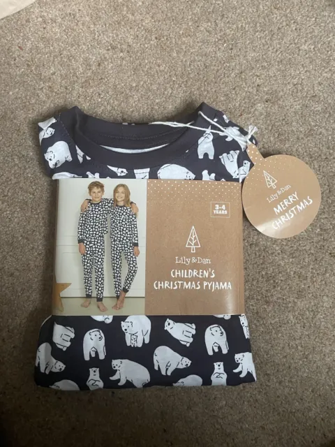 Pigiama unisex orso polare Lily&Dan bambini manica lunga pigiama 3-4 anni nuovo con etichette
