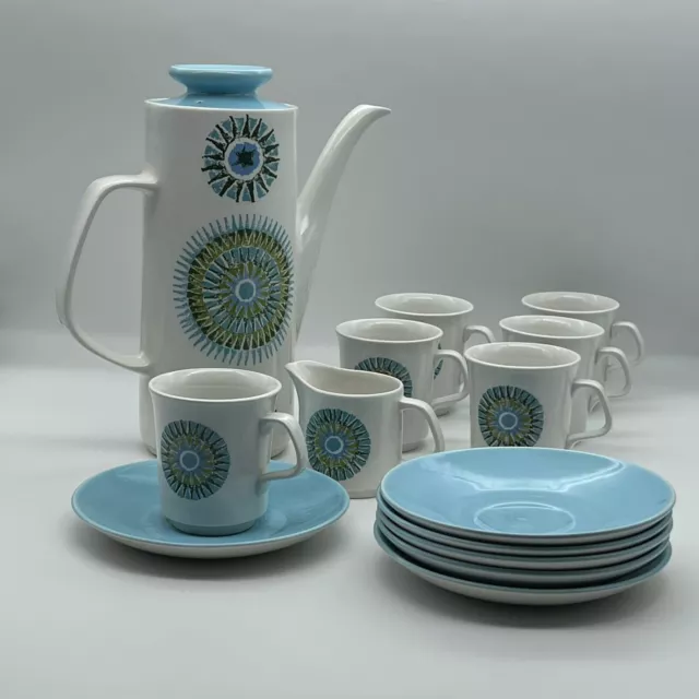 Vintage J&G Meakin Studio rare Aztec pattern Coffee Set for six.