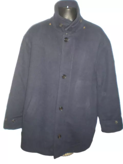 mens navy ralph lauren zip & button with pull string waist wool coat size XXL