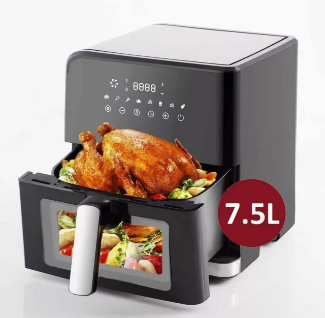 Sinaopus Heißluftfritteuse 7,5L XXL Air fryer, LED Touchscreen