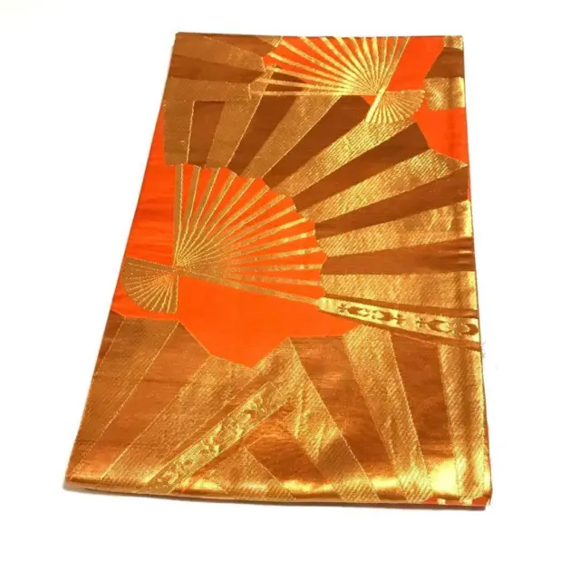 8995# Japanese Vintage Fukuro Obi Belt Kimono Pure Silk Folding Fan