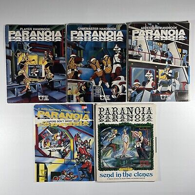 Lot of 5 Paranoia RPG Books West End Games Science Fiction Role Playing Game