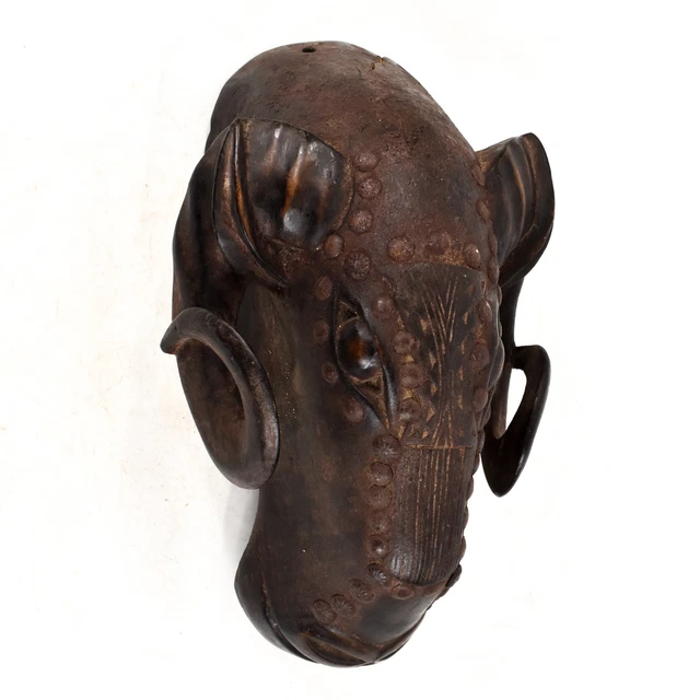 Baule Wooden Ram Mask Gbagba Cote d'Ivoire African Art