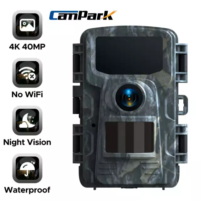 Wildlife Trail Camera 4K 40MP Hunting Game with 120°Wide Angle 0.1s Trigger Time