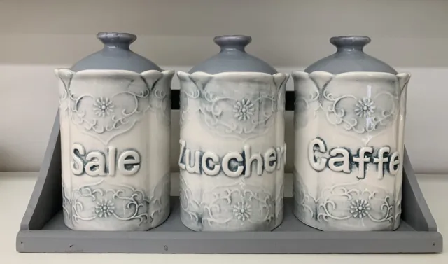 TRIS BARATTOLI CUCINA Sale Zucchero Caffe' In Ceramica EUR 12,00 - PicClick  IT