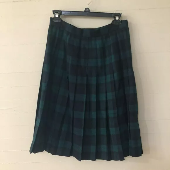 Vintage Evan-Picone 100% Wool Plaid Pleated Skirt SZ 8