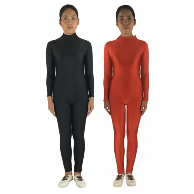 Damen Mädchen Catsuit Ballet Tanz Zentai Ganzkörperanzug Kostüm Langarm