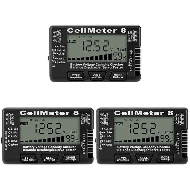 3 Pack Batería Portátil Battery Checking Tool Tester Portable