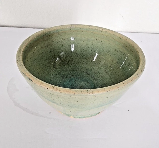 Handmade Ceramic Stoneware Bowl Glazed Beautiful Celadon Green Glaze