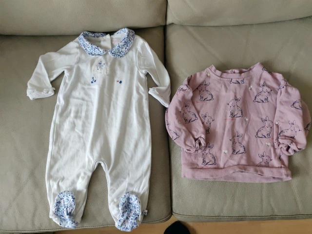 Baby Girl Clothes Bundle Debenhams Sleepsuit & John Lewis Jumper 3-6 Months