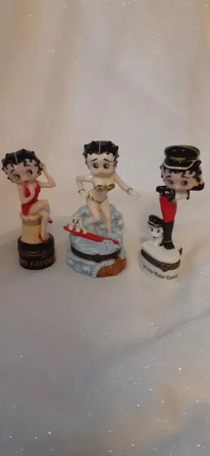 3 Betty Boop Porcelain Trinket Boxes
