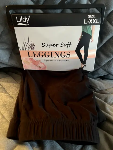 LILDY BLACK SOLID Super Soft Leggings Size L-Xxl - New In Package