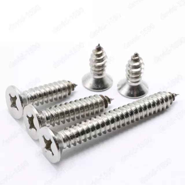 M2 Stainless Phillips Countersunk Flat Head Self Tapping Sheet Metal Wood Screws