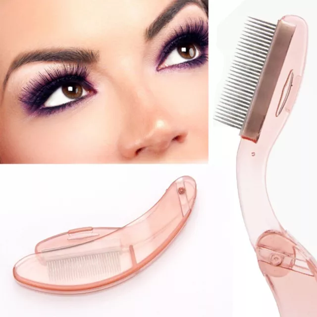 Foldable Steel Eyebrow Eyelash Extension Brush Metal Makeup Comb Tool UK