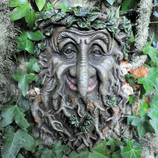 Man Of Forest Green Man Tree Face Leaf Plaque Wall Garden Ornament Treant Face 2