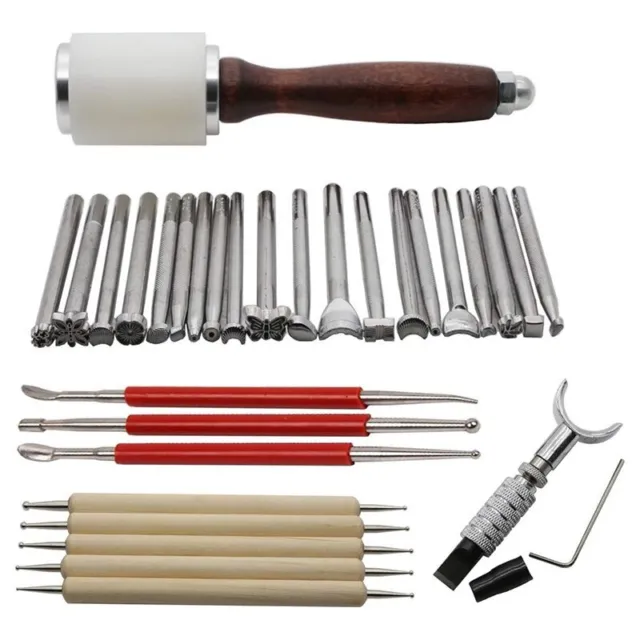 Juego de 30 piezas de herramientas para tallar silla de montar para hacer sillines hágalo usted mismo cuero artesanal bolígrafo de modelado