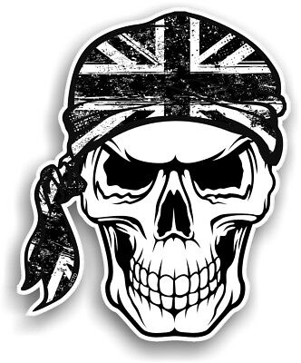 Skull With HEAD Bandana B&W grunge Union Jack British GB Flag vinyl car sticker