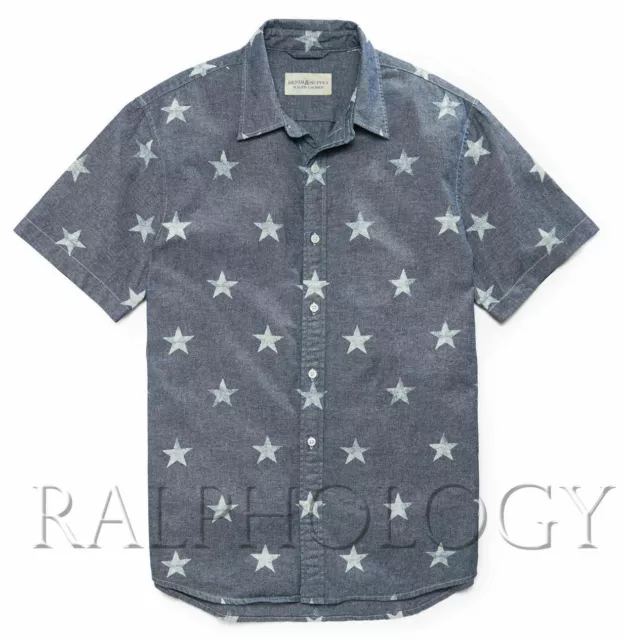Polo Ralph Lauren Denim & Supply Blue Star Flag Chambray Slim Button Down Shirt