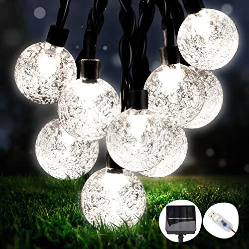 Hoteril 50 LED Guirlande Lumineuse Solaire 【Alimentation Solaire et USB】 Guir...