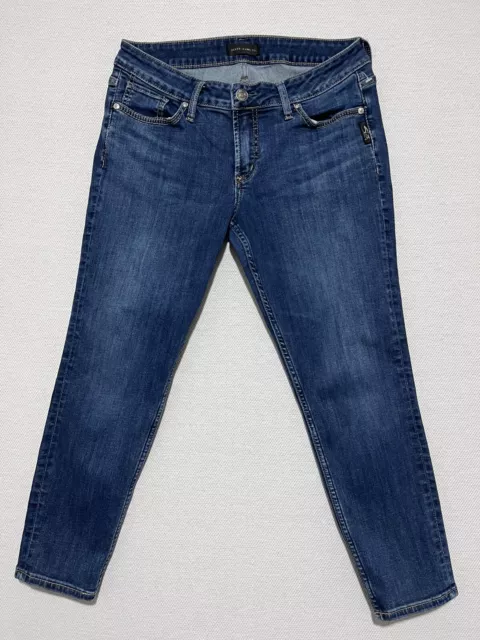 Silver Jeans Suki Skinny Crop Women's Jeans Size 30 x 25 Blue Dark Wash Denim