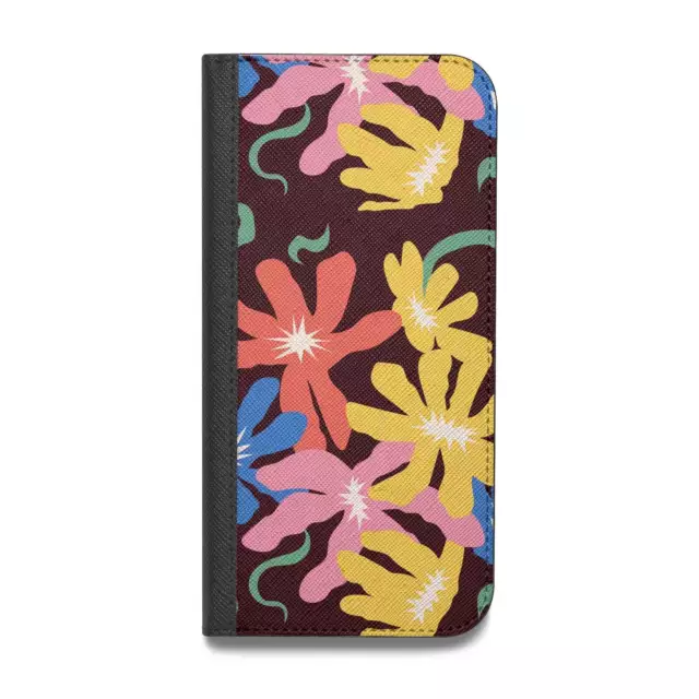 Abstract Flowers Vegan Leather Flip iPhone Case for iPhone