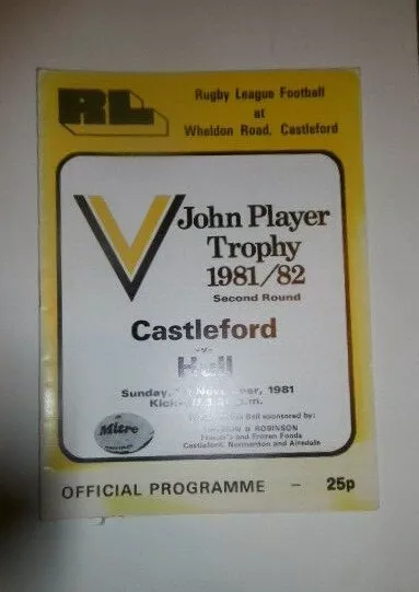 Castleford v Hull 1st November 1981 @ John Player Trophy 2nd Rd @ Wheldon Road