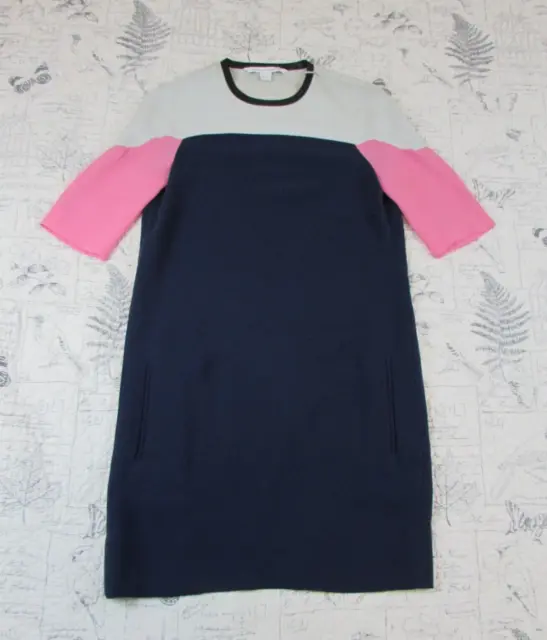 Diane Von Furstenberg Color Block Crepe gray navy pink Yumi Shift Dress size 2