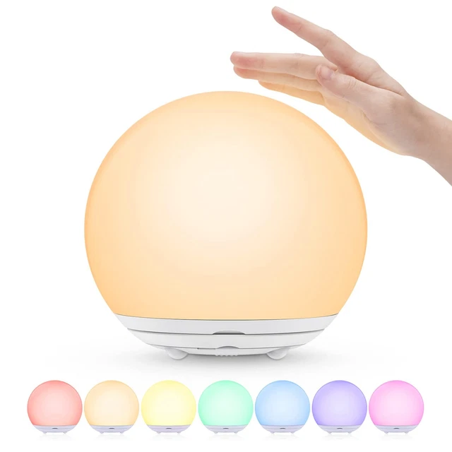 Luce Notturna Bambini RGB - Lampada LED Silicone Dimmerabile Con Timer, USB Ricaricabile, 7 Colori