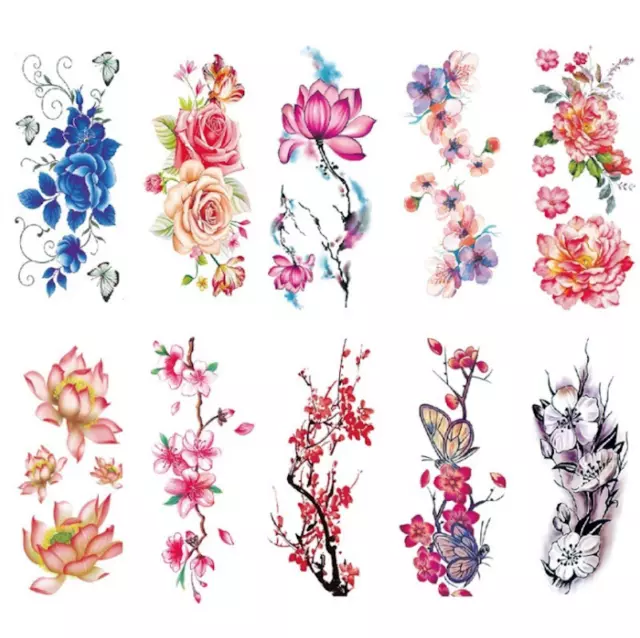 Multi-coloured Flowers Temporary Tattoo Waterproof Body Art Tattoo Sticker