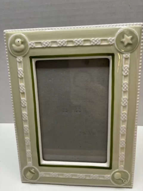 Russ Celtic Knot Baby 4”X 6” Porcelain Green Picture Frame Preowned