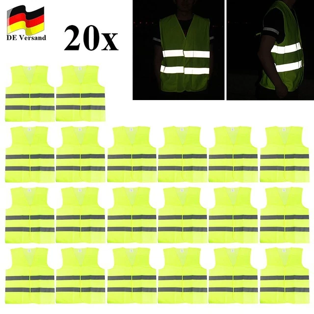 20 x giubbotti di avvertimento giallo neon gilet di sicurezza dimensioni standard auto DHL