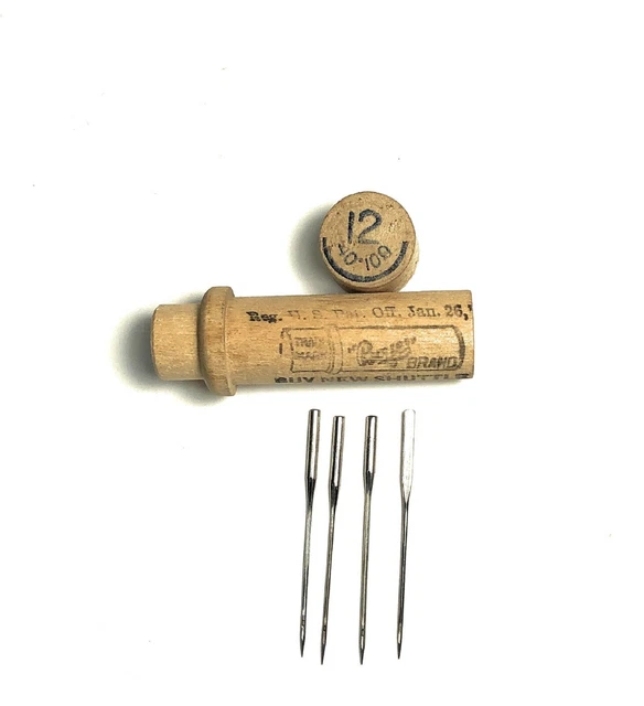 Antique Boye Sewing Machine Needles Wooden Tube No. 12 40-100