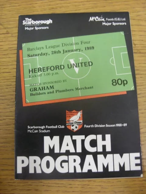 28/01/1989 Scarborough v Hereford United  . Unless previously listed in brackets