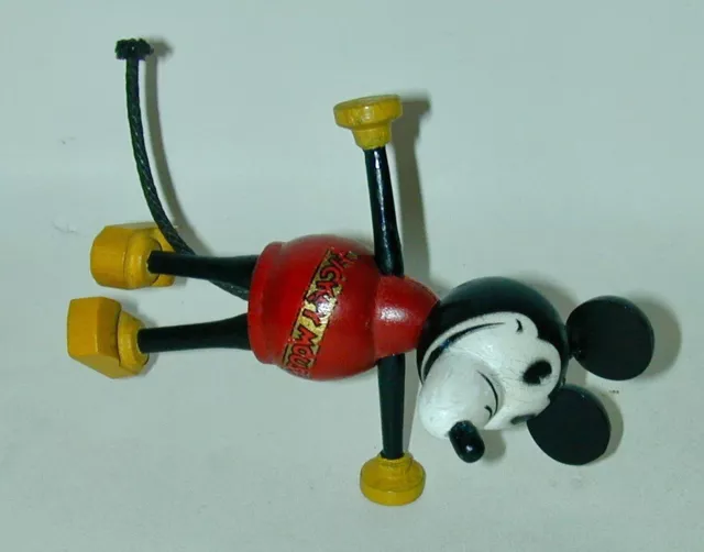 Mickey Mouse Fun-e-Flex Wood Figure Can Balance On Hands 1930s Walt E. Disney