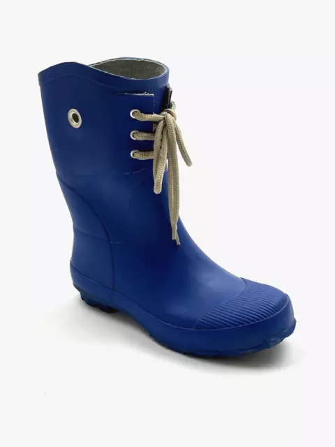 NOMAD Kelly B Solid Blue Lace Up Bow Rubber Rain Boots Shoes Size 9