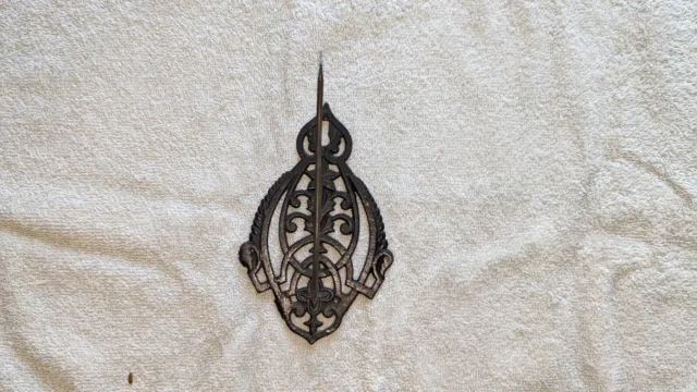 Vintage Ornate Cast Iron/Metal Wall Hanging Spike Hook Bill Receipt Note Holder