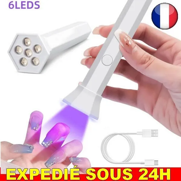 ✅ Lampe Uv Portable Durcissement Led Ongles Vernis Gel Séchage Charge USB Outils