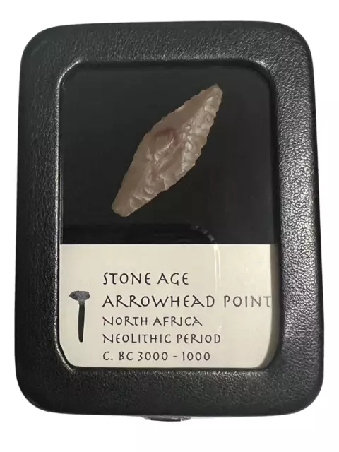 Stone Age Ancient Neolithic Stone Arrowhead In Display Case!