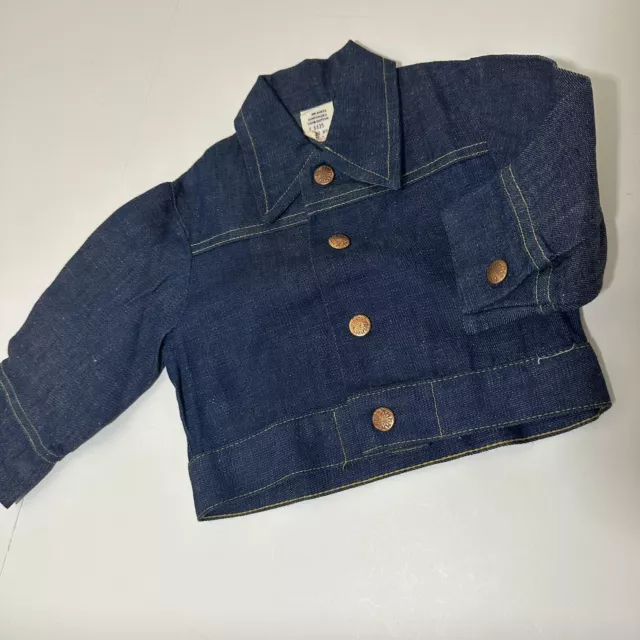 Vtg 70s General Product Jean Jacket Sanfordized Cotton Denim Disco Collar 12 Mos