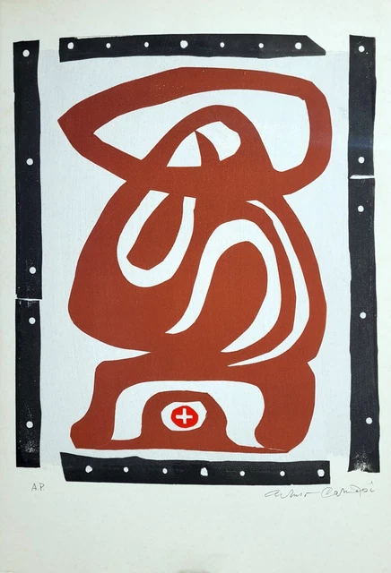 "Papà generale" Bellissima Linoleumgrafia a colori di Arturo Carmassi