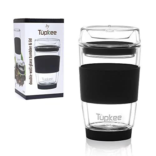 Double Wall Glass Tumbler - 8-Ounce, All Glass Reusable Insulated Tea/Coffee