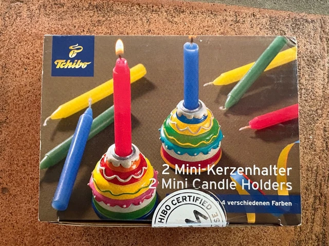 NEU OVP TCHIBO TCM 2 Mini-Kerzenhalter Bunt mit 8 Kerzen in vier Farben EUR 12,00