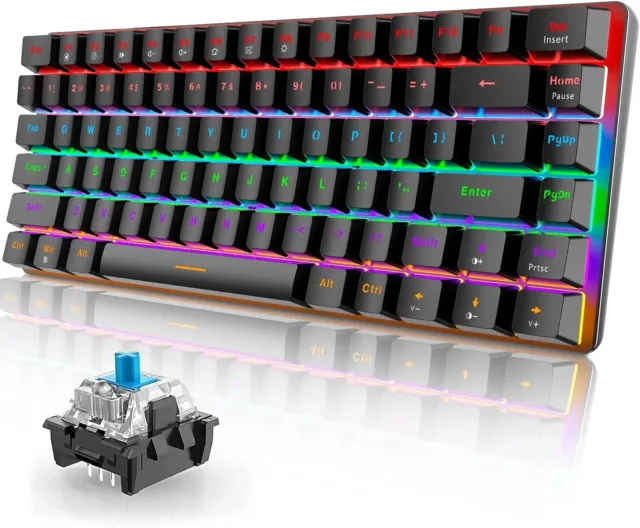 Ajazz AK33 Mechanisch Keyboard Gaming Tastatur Hängetastatur mit 82 Tasten LED