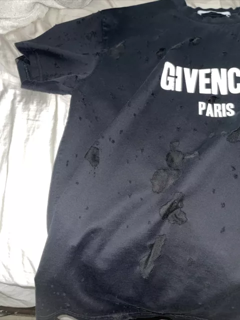 Givenchy T-shirt - authentic Givenchy logo shirt, destroyed / distressed, black 3