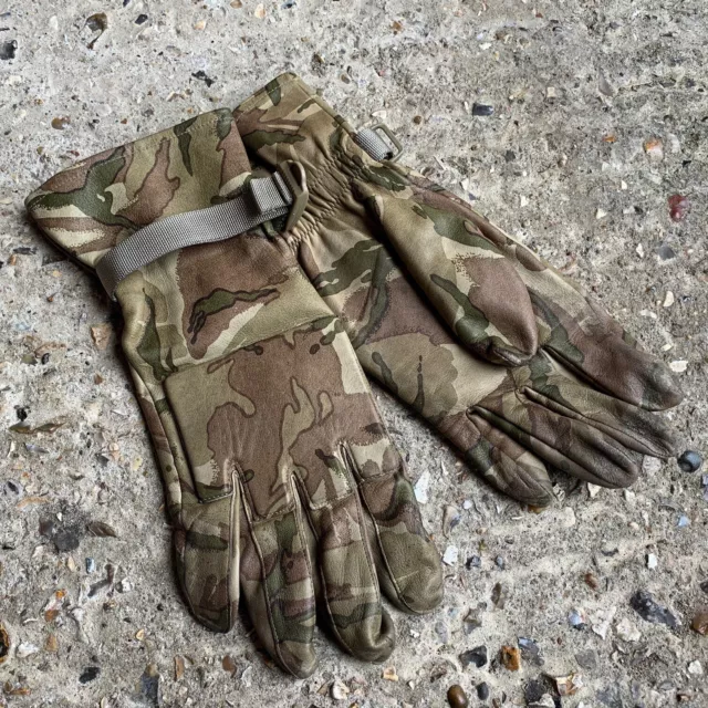 UK British Army Surplus Issue MTP Camouflage Leather Gloves, Hot Weather Combat