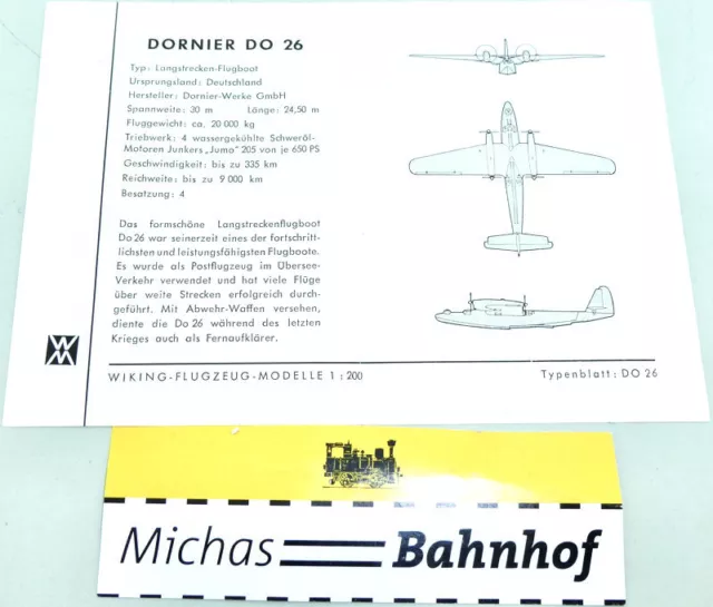 Wiking aircraft models 1:200 manual Dornier Do 26 black Å