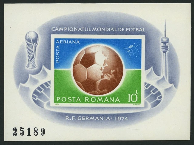 RUMÄNIEN Bl. 115 **, 1974, Bl. Fußball-Weltmeisterschaft, Mi. 50.-
