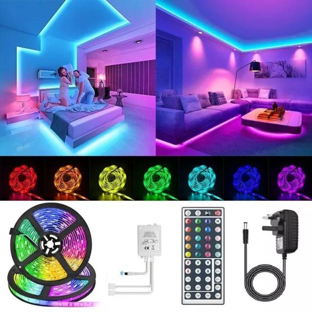 1-20m LED Strip Lights 5050 RGB Colour Changing Tape Cabinet Kitchen TV Lighting