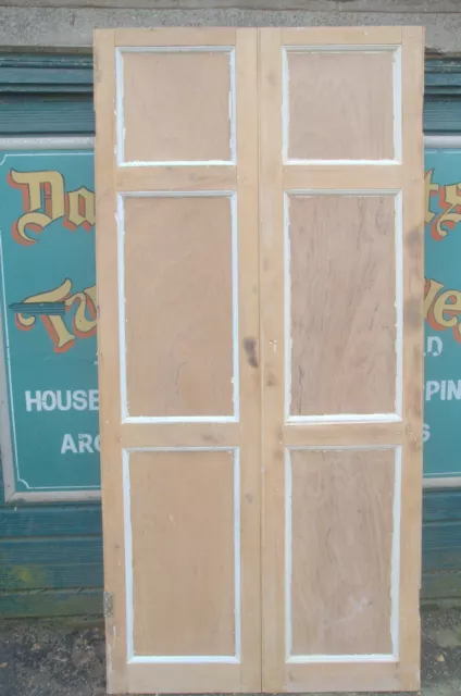 5079 Art Deco 1930's stripped pine  cupboard doors